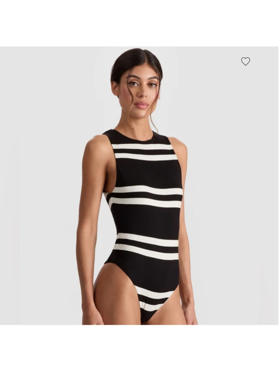 Alice + Olivia Tops - Alice + Olivia Rothy Bodysuit, Paddleboard Stripe Black/Ecru